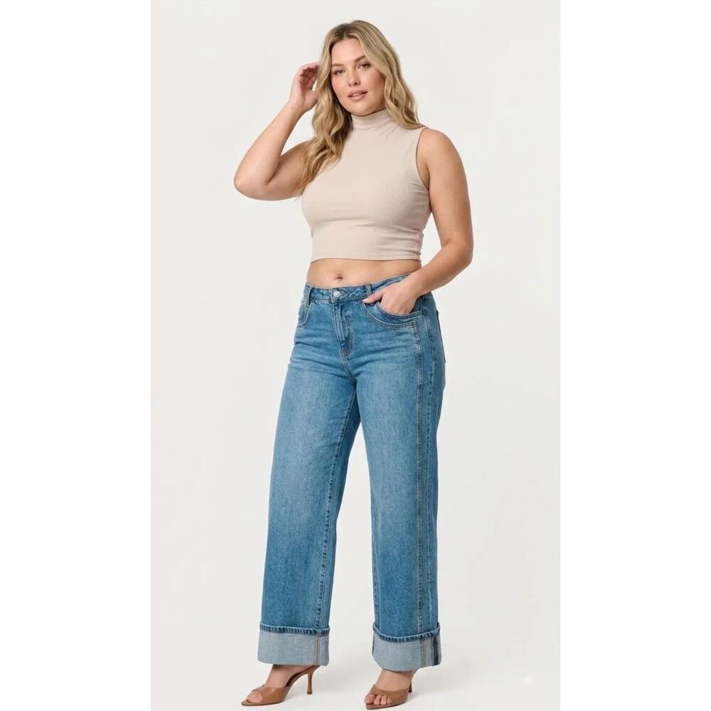 NEW! Vervet Size 14 Baggy Wide Leg Jean with Cuffed Hem
